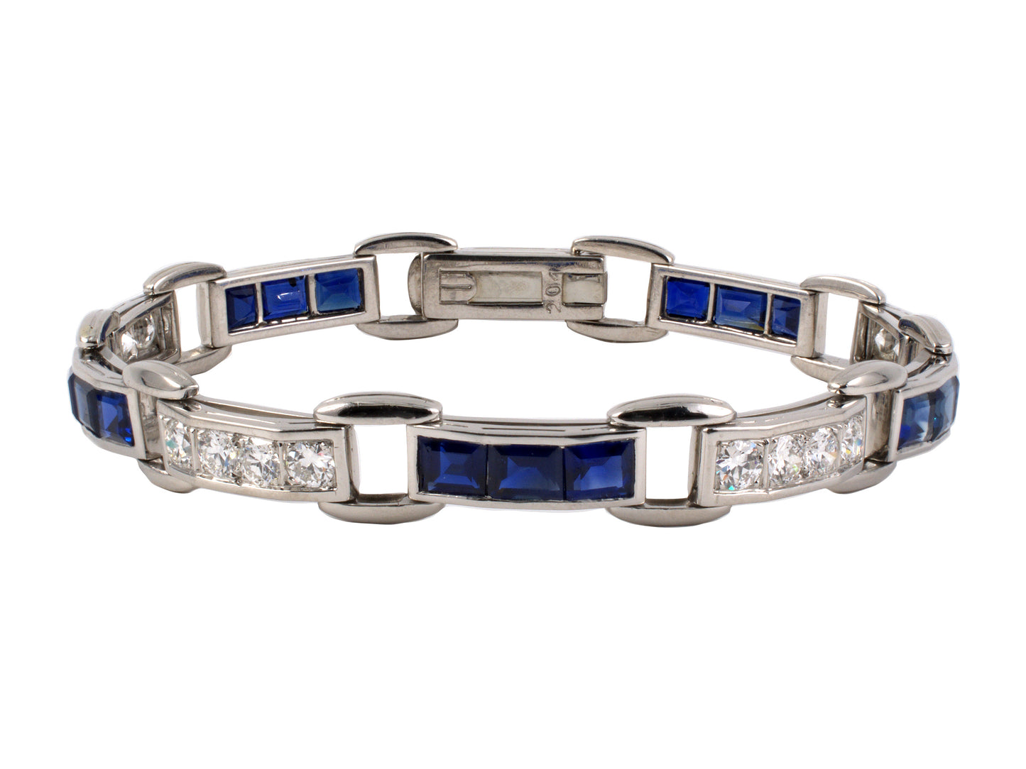 73113 - SOLD - Art Deco Platinum Sapphire Diamond Line Bracelet