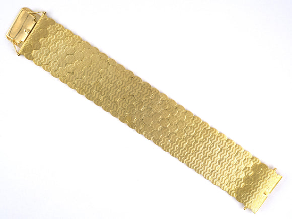 73157 - SOLD - Cartier Gold Swiss 7-Row Honeycomb Link Bracelet