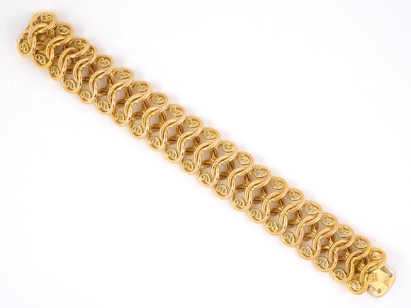 73164 - SOLD - Retro Gold Woven Scroll Bracelet