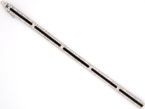 73260 - SOLD - Art Deco Van Cleef & Arpels Platinum Diamond Black Onyx Bracelet