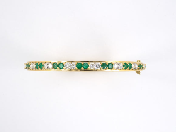 73264 - Gold Emerald Diamond Eternity Bangle Bracelet