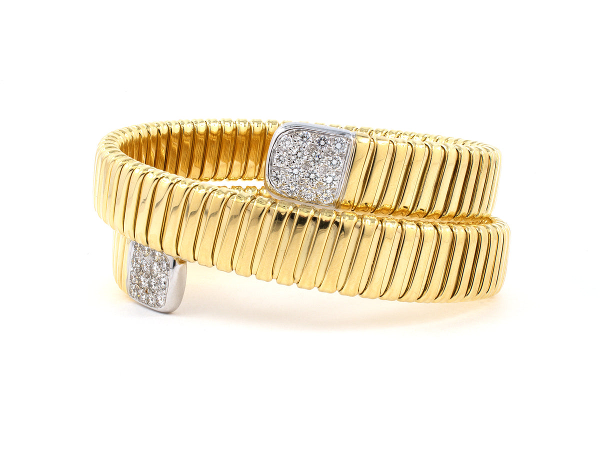 73284 Italy Gold Diamond Flexible Bangle Bracelet Durland Co