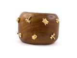 73367 - SOLD - Gold Ebony Wood Dragonfly Turtle Seashell Bangle Bracelet