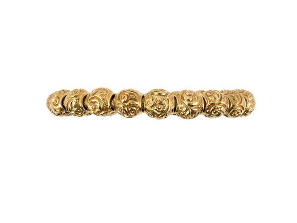 73376 - Victorian Etruscan Revival Gold Expandable Bangle Bracelet