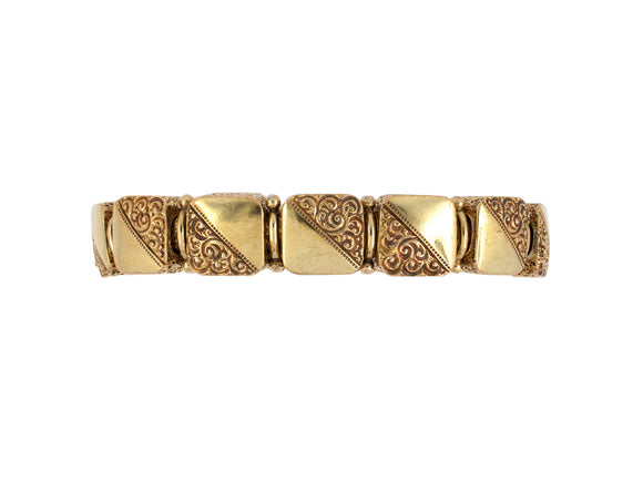 73377 - Victorian Circa 1883 Gold Reversible Bangle Bracelet