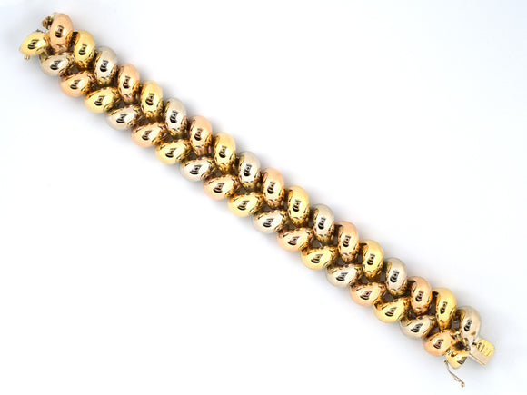 73397 - Gold Tri Color Woven Bracelet