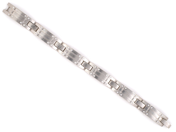 73400 - SOLD - Circa 2000 Tiffany Streamerica Gold Diamond Grooved Link Bracelet