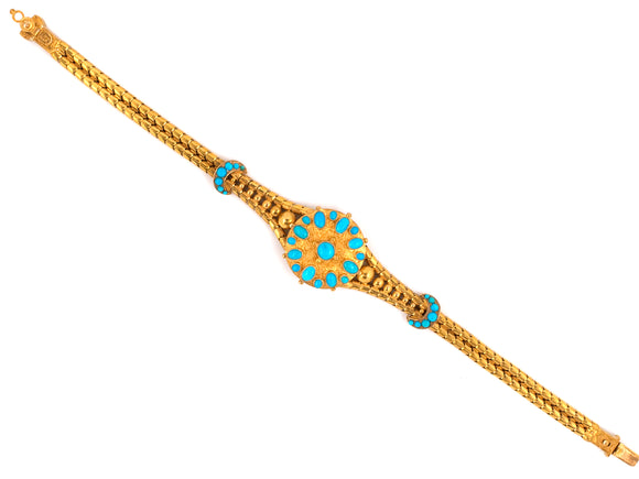 73464 - Circa 1843 Victorian Turquoise Snake Locket Bracelet