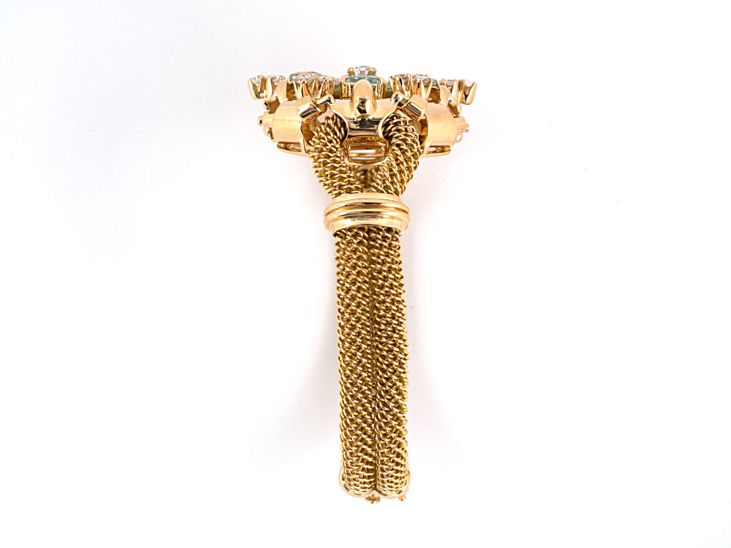 73510 - SOLD - Retro Gold Aqua Diamond Bracelet