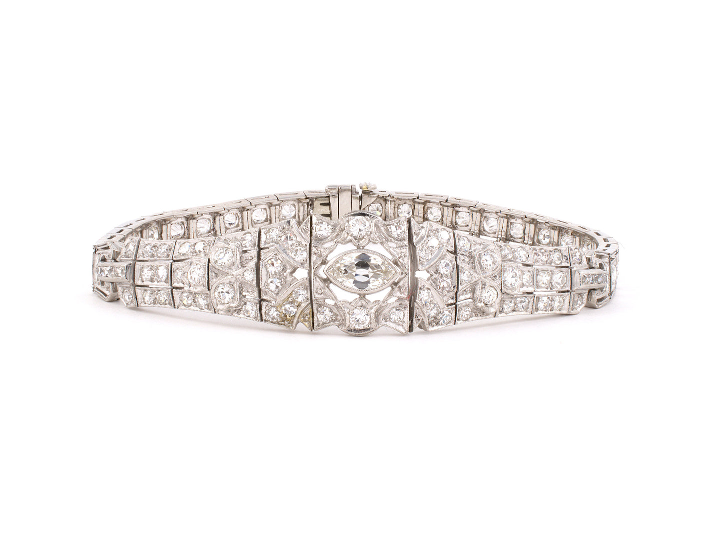 73526 - Art Deco Platinum Diamond Block Bracelet