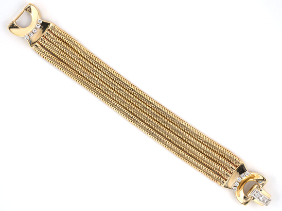 73528 - SOLD - Retro Gold Palladium Diamond Bracelet