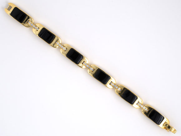 73554 - Weber & Cie Gold Diamond Black Onyx Swiss Bracelet
