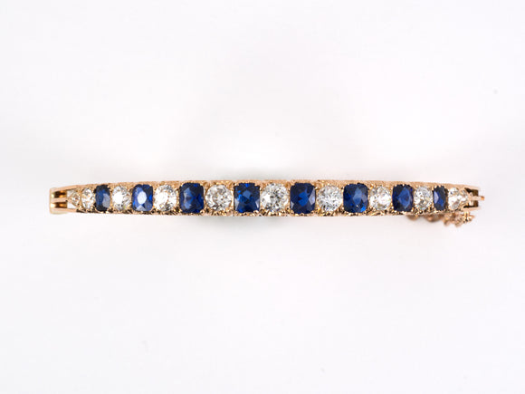 73572 - SOLD - Victorian Gold AGL Cambodia Sapphire Diamond French Bracelet