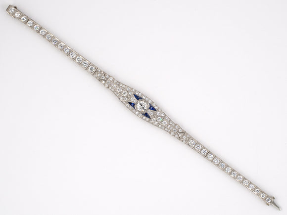 73588 - Art Deco Platinum Diamond Sapphire Bracelet