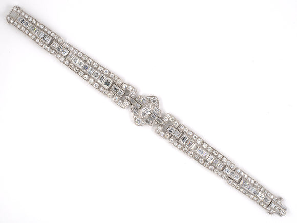 73590 - Art Deco Platinum Diamond 3 Row Bracelet