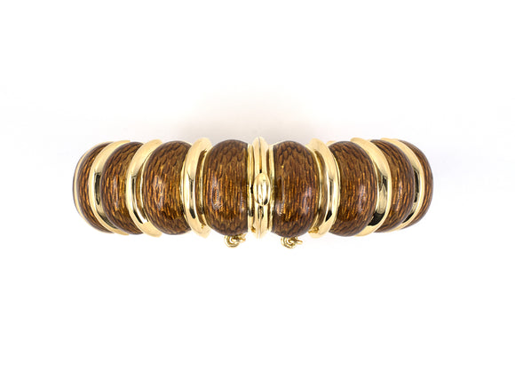 73605 - Circa 1968 Cartier Gold Brown Enamel Italy Bangle Bracelet