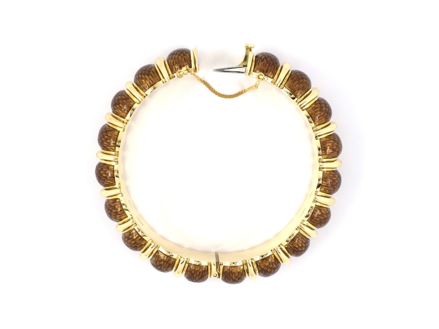 73605 - Circa 1968 Cartier Gold Brown Enamel Italy Bangle Bracelet