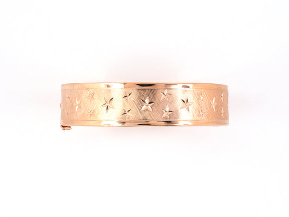 73607 - Circa 1950 Gold Florentine Stars Bangle Bracelet