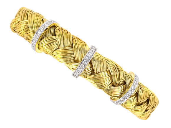 73638 - Gold Diamond Handmade Braided Weave Bracelet