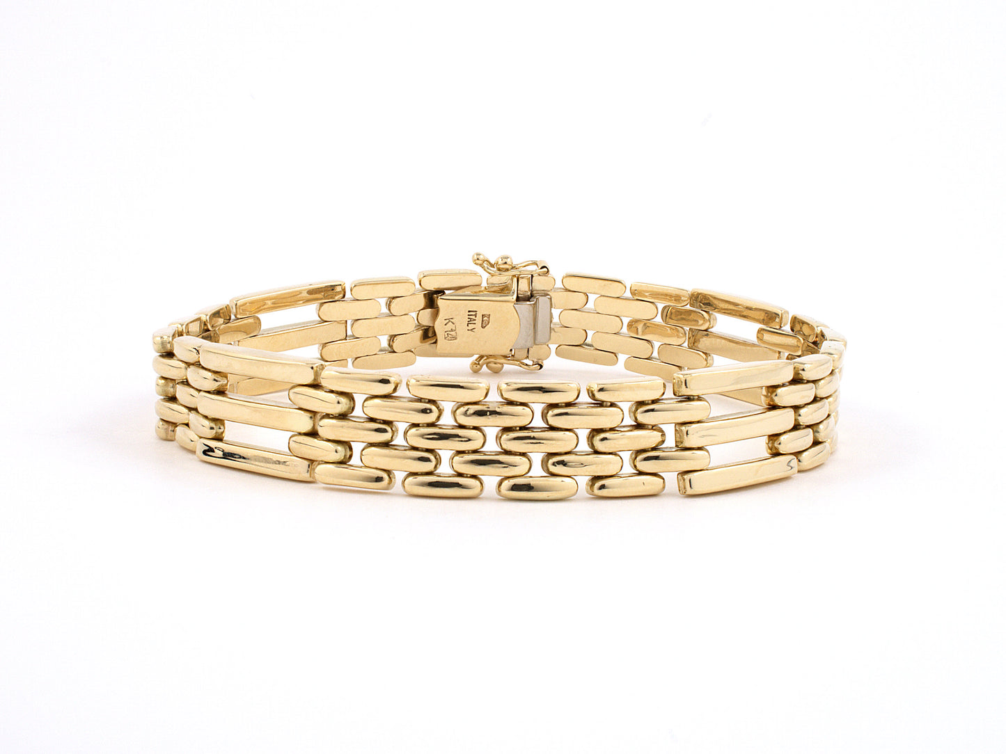 73645 - Italy Gold Tank Style 3-Row Link Bracelet