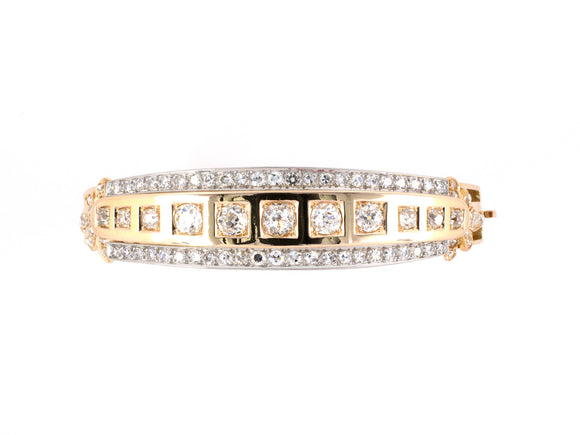73655 - Gold Diamond 3 Row Bangle Bracelet