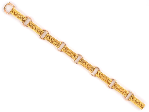 73658 - Victorian Gold Stamped Scroll Design Link Bracelet