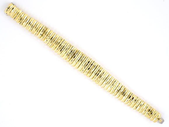 73662 - SOLD - Circa 1980's Henry Dunay Gold Faceted Bar Link Bracelet