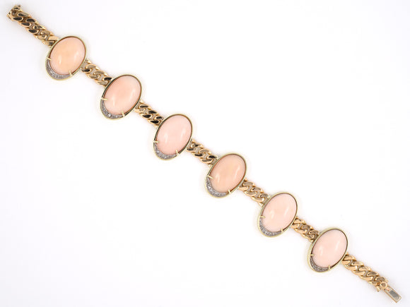 73677 - Gold Coral Diamond 6 Ornament Curb Link Bracelet
