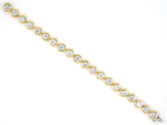 73754 - Platinum Gold Diamond Bezel Set Straight Line Tennis Bracelet