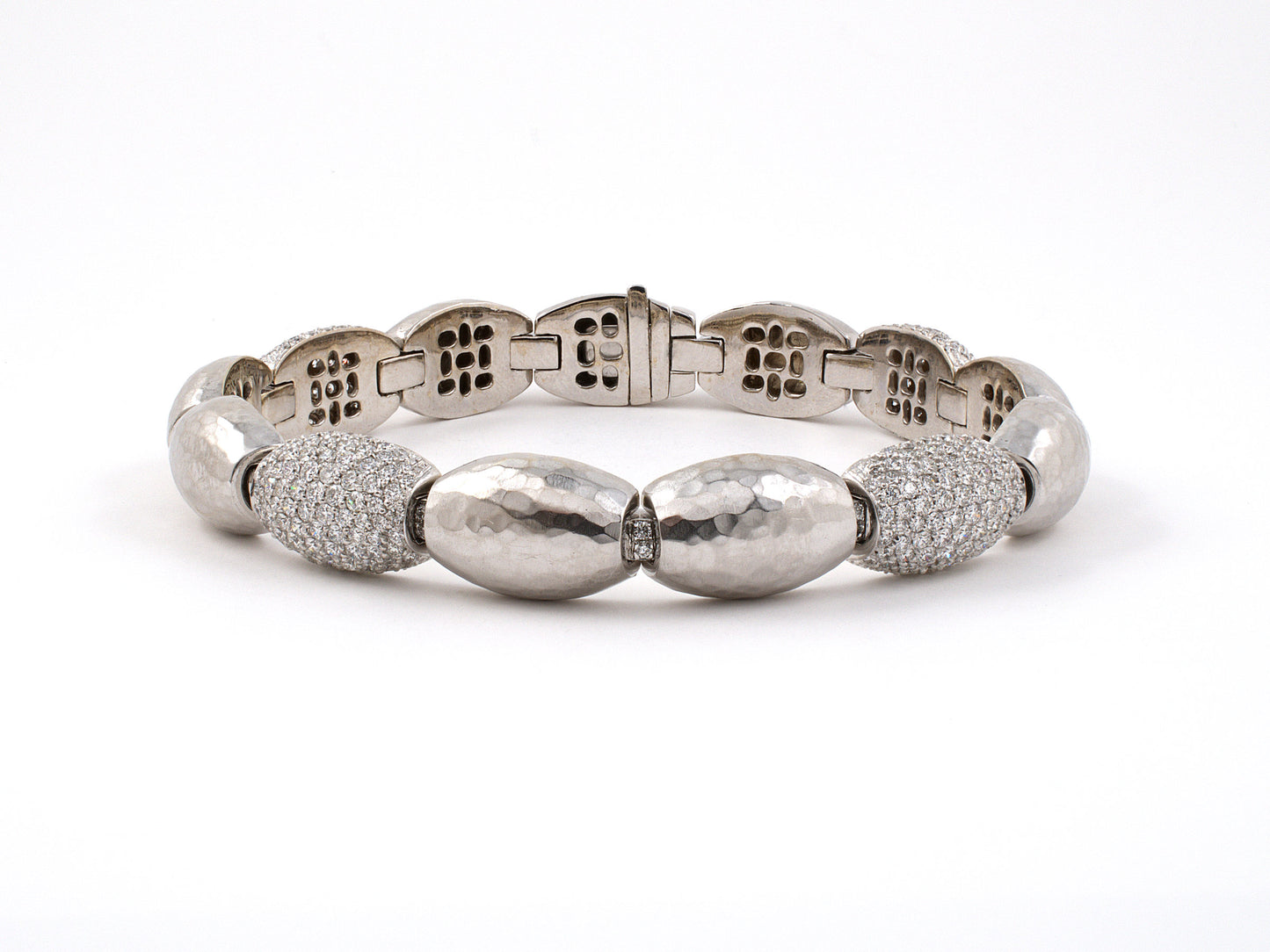 73758 - Italy Gold Diamond Oval Alternating Link Bracelet
