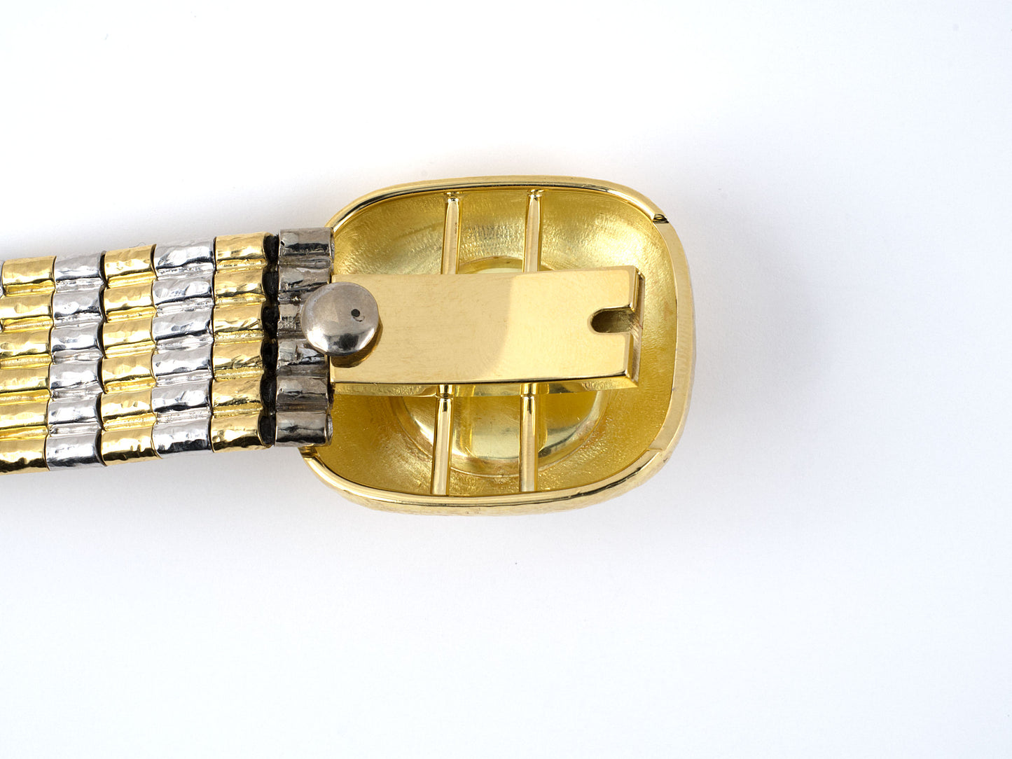 73777 - Gold Two Headed Silver Coin Tubular Link With Rubber Cord Bracelet