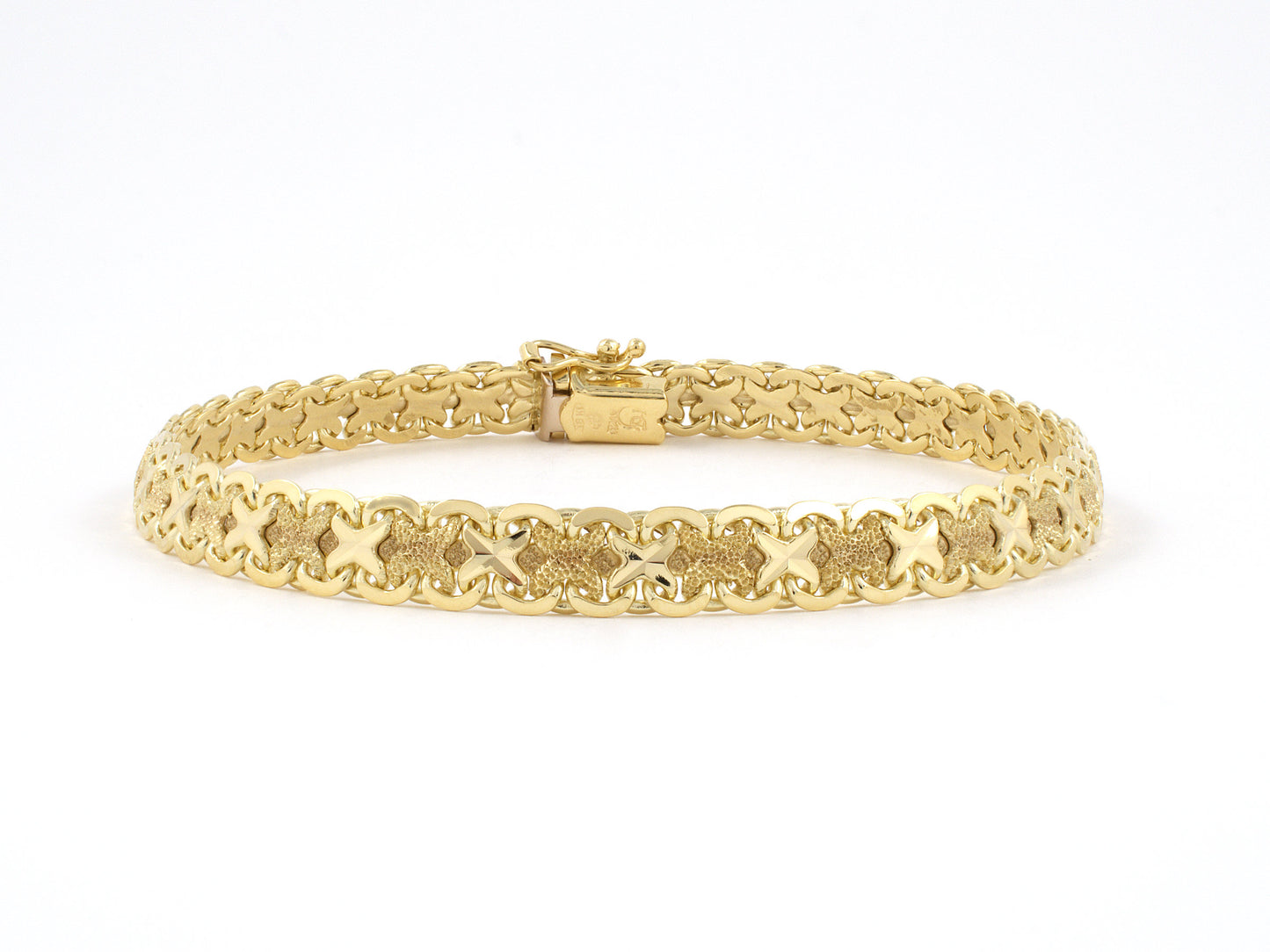 73802 - Italy Gold Textured X Link Bracelet