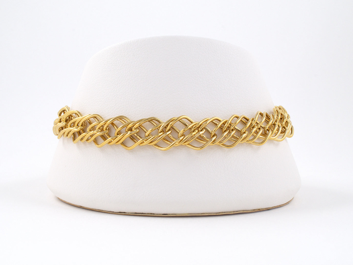 73804 - SOLD - Milor Italy Gold Twisted Woven Hollow Wire Link Bracelet