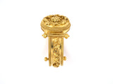 73806 - Victorian Etruscan Revival Gold Tiered Removable Locket Center Ornament Hinged Bracelet
