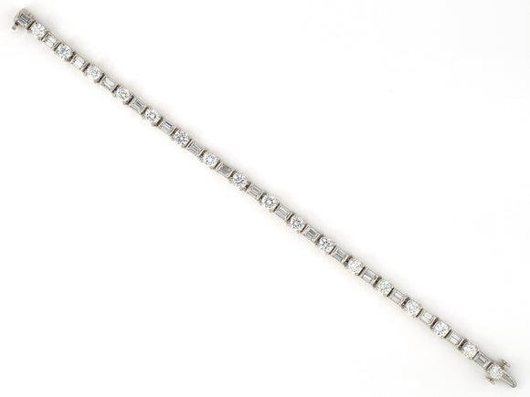 73807 - Kwiat Sonata Platinum Diamond Alternating Round And Baguette Straight Line Tennis Bracelet