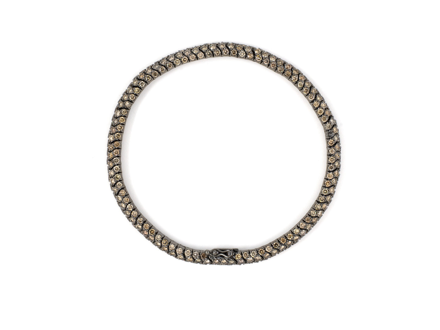 73808 - SOLD - La Reina Gold Diamond Blackened Finish 5 Row Bombe Line Bracelet