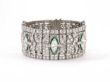 73812 - Art Deco Platinum Diamond Emerald Bracelet