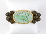 73818 - Gold Diamond Carved Jadeite With Labradorite Beads 2 Strand Bracelet