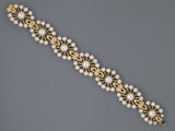 73821 - Mikimoto Gold Pearl Floral Cluster 7 Sections Links Bracelet