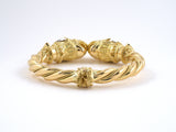 73835 - Lalaounis Greece Gold Diamond Ruby Sapphire Twin Headed Lions Bangle Bracelet