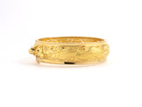73845 - 23K Gold Carved Chinese Phoenix Dragon Hinged Bangle Bracelet