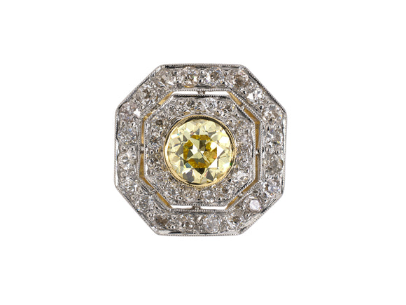 900191 - SOLD - Edwardian Platinum Gold Diamond Cluster Octagonal Ring