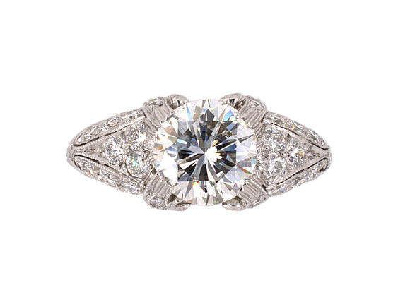 900304 - SOLD - Cerro Platinum GIA Diamond Chased Engagement Ring