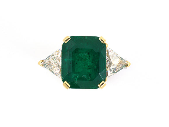 900321 - SOLD - Platinum Gold Emerald Diamond Ring