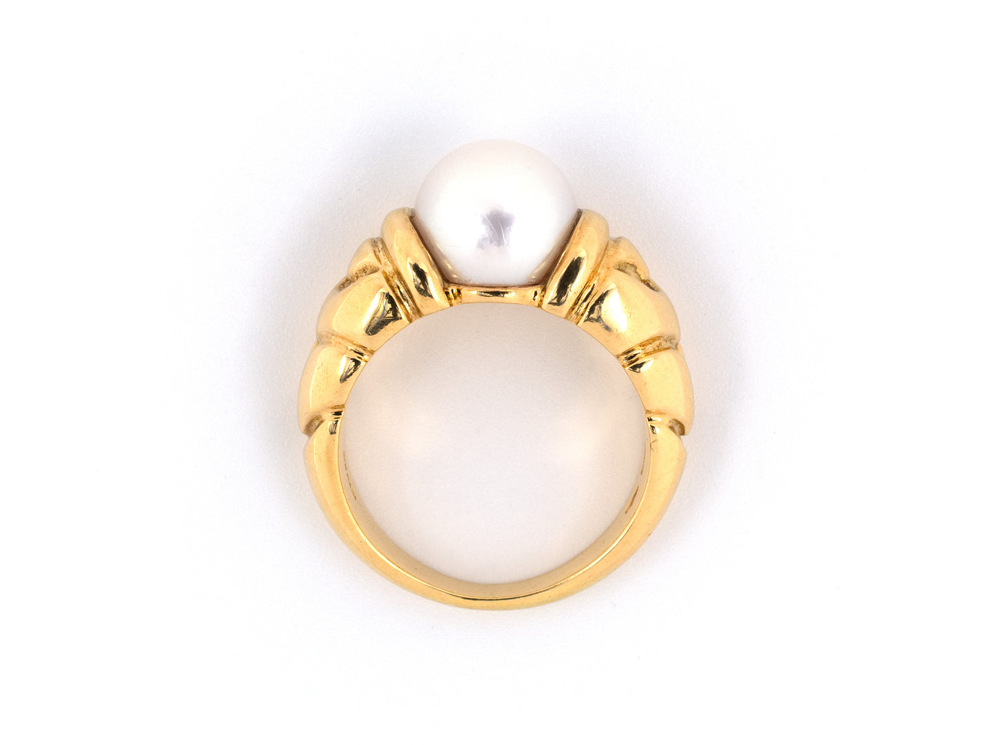 900382 - SOLD - Circa 2003 Bulgari Gold Pearl PASSO DOPPIO Ring