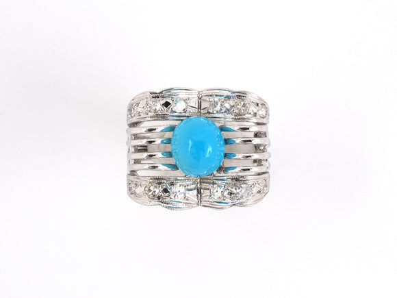 900560 - Platinum Diamond Turquoise Cocktail Ring