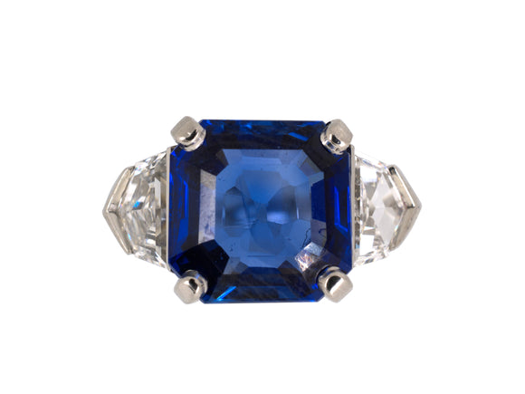 900778 - Art Deco Marcus Platinum AGL Burma Sapphire Diamond Engagement Ring