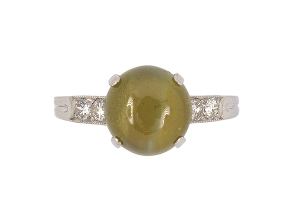 900786 - Art Deco Platinum AGL Ceylon Cat's Eye Diamond Engagement Ring