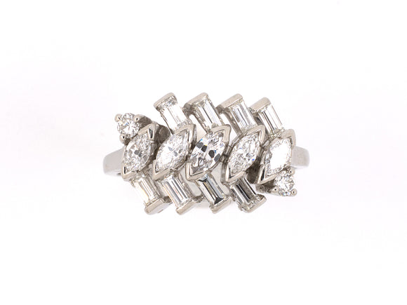 900867 - Circa 1950 Platinum Diamond Zig Zag Wedding Ring
