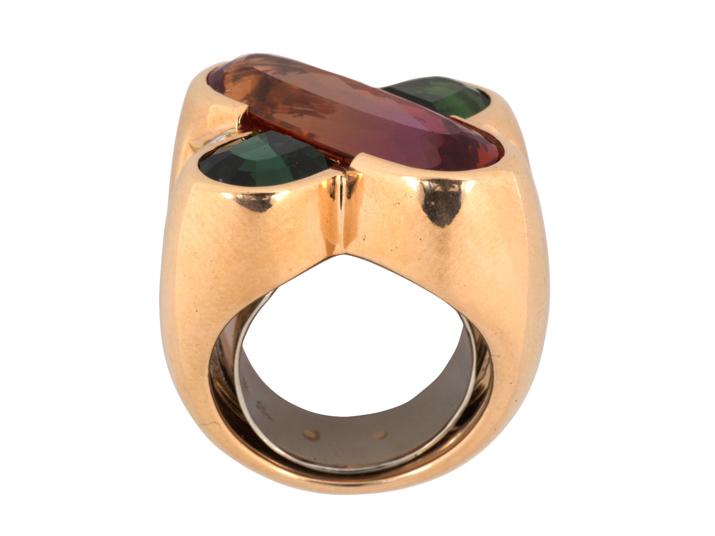 900905 - Gold Platinum Pink Orange GreenTourmaline Diamond Cocktail Ring